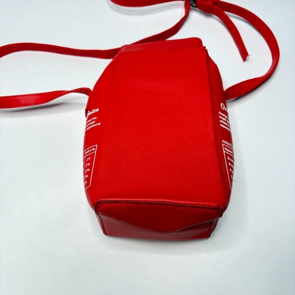 ORANGE JUICE Carton Purse White Red Orange Long Adjustible Strap - Picture 4 of 9